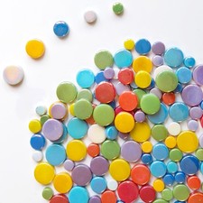 1.1 LB Round Iridescent Glass Mosaic Tiles Bulk