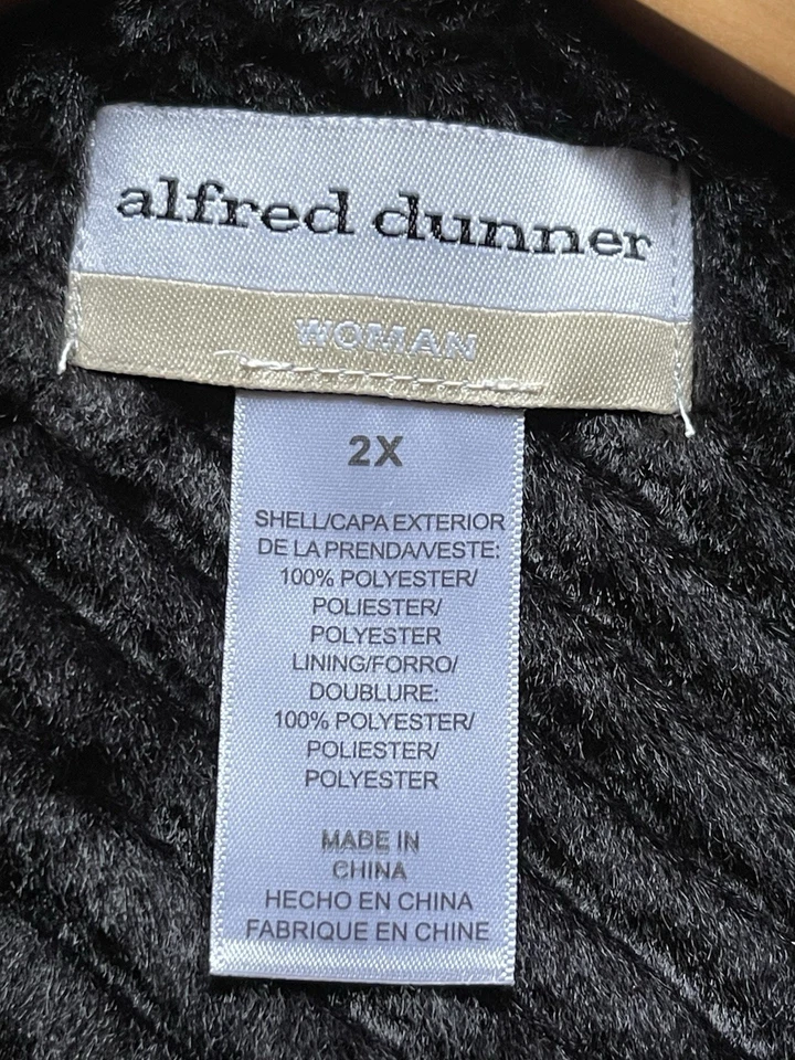 NUEVO CON ETIQUETAS ALFRED DUNNER Mujer’s 2X Negro Chevron Imitación Piel 1 Gancho Cierre Forrado Chaleco Foto 3 de 4