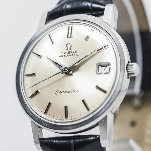 Vintage 1969 *NEAR MINT* OMEGA Seamaster Cal.565 Automatic Date Silver 35mm Mens