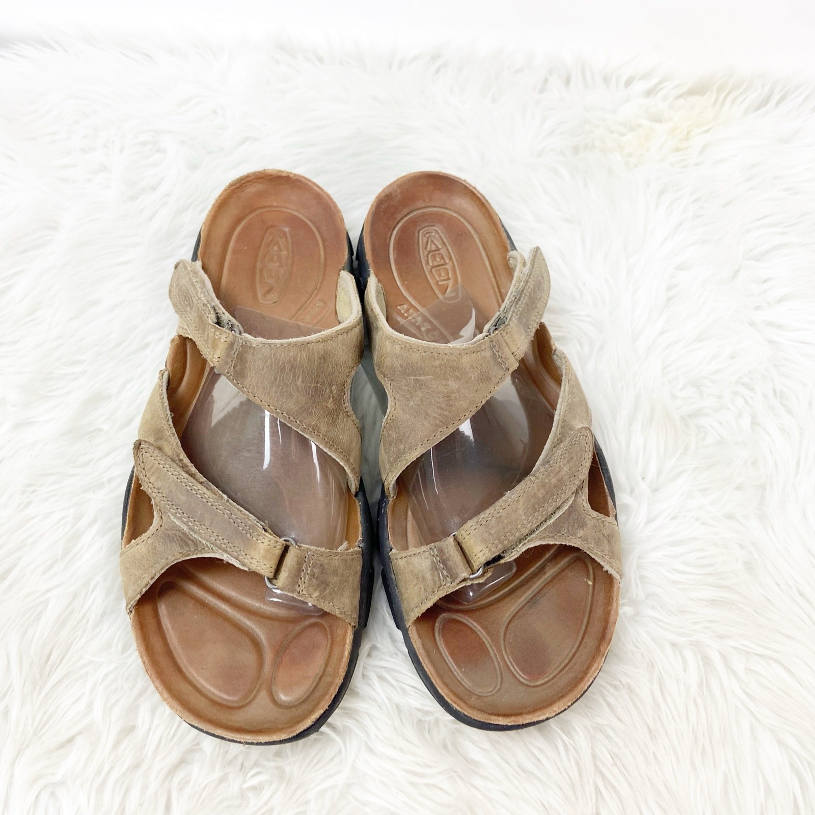 Sandali da donna KEEN 12 marroni marroni Sarasota in pelle slip on trail escursionismo slide