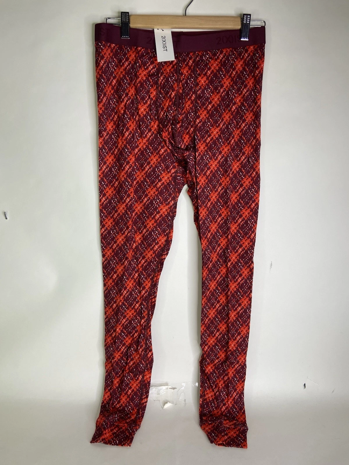 2xist Essential Cotton Long John Pants Under Layer Abstract Plaid Men's Size M