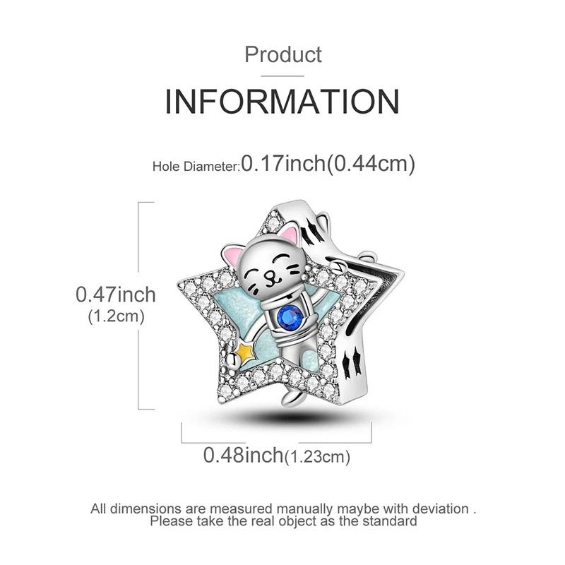 MULA Neue Original Cat Space Star Charm AAA CZ Für Armband 925 Sterling Silber - Bild 3 von 4
