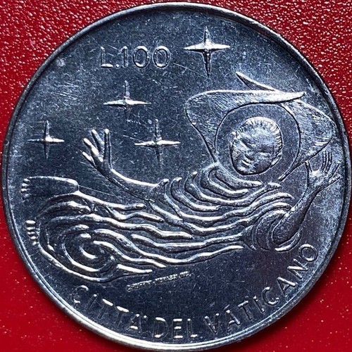 1969 VATICAN CITY 100 LIRE ANGEL IN FLIGHT PAUL VI STAINLESS WORLD COIN 27.8mm - Picture 1 of 3