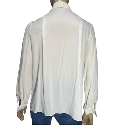 Tara Jarmon Women’s Size 38 M Cream Ivory Silk Pullover Tie Neck Top Blouse - Picture 5 of 9