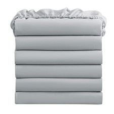 FreshCulture Twin Fitted Sheets, Bulk Pack of 6, Deep Twin, Light Grey