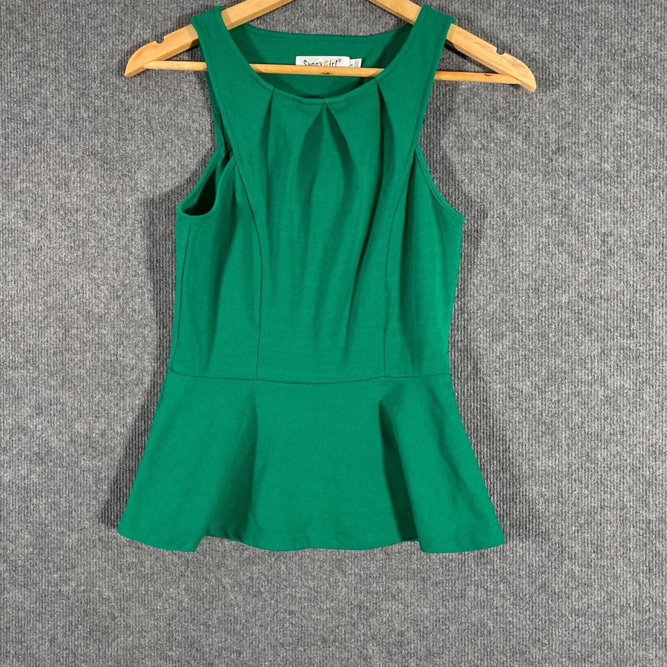 Sunny Girl Top Womens 8 Green Blouse Peplum Cocktail Evening Formal Ladies R7