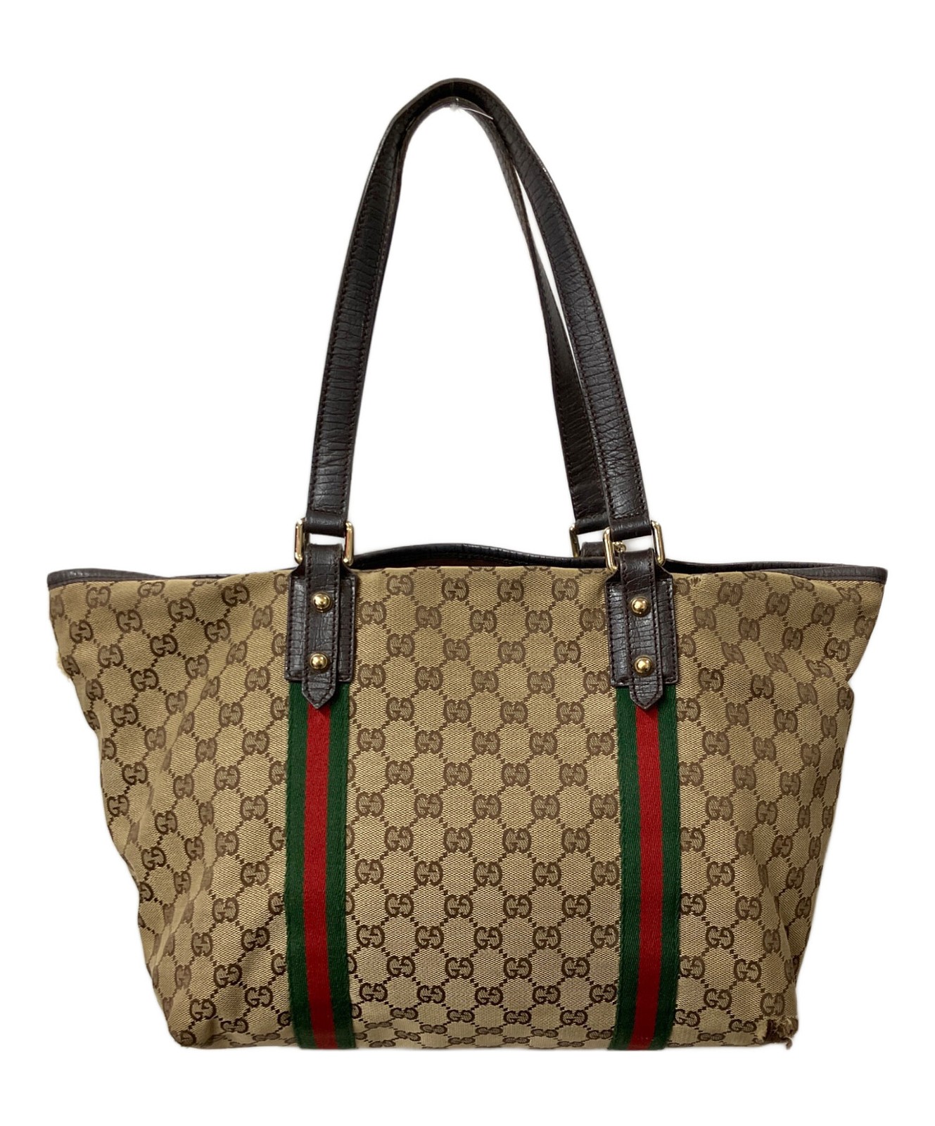 GUCCI Tote bag Sherry Line Canvas Beige Authentic From Japan