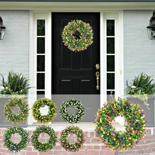 Greenery Wreath for Front Door17 Artificial Green Hanging Garland for Spring/