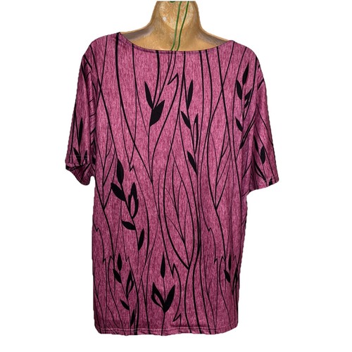 Top donna rosa floreale taglia 2XL manica corta poliestere senza marchio leggero - Foto 5 di 9