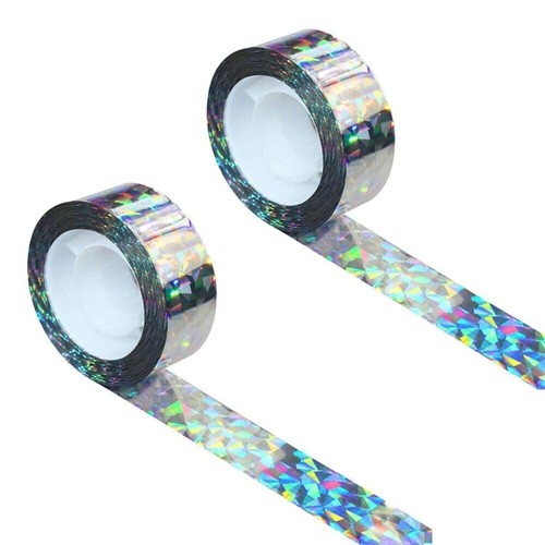 2 Rolls 328ft Flashing Bird Deterrent Reflective Scare Tape Ribbon Double Side - Picture 14 of 19