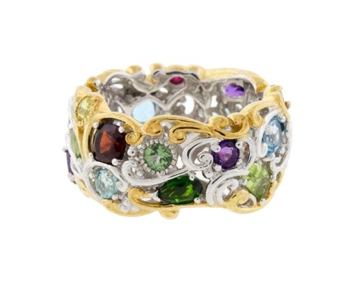 Broche Nacre Peinte Main – Fleurs Multicolores – Bijou Russe Fedoskino – Cadeau Femme