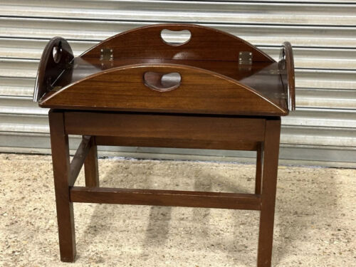 Vintage Circa 1960s Mahogany Butler's Serving Tray on Stand - Picture 9 of 16