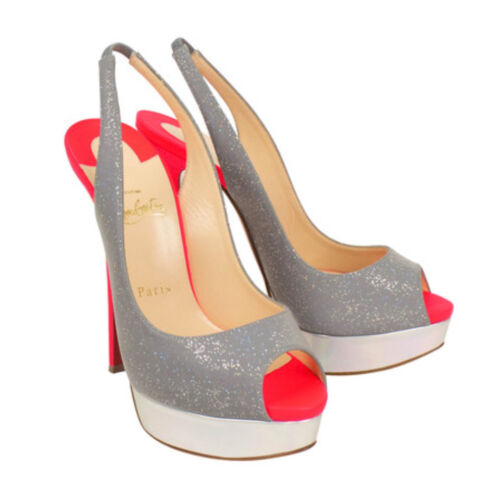 Christian Louboutin NIB Fetish 150 Peep Toe Glitter Platform Heels Pumps 40 NEW - Picture 3 of 8