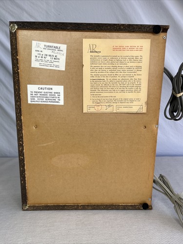 AR ACOUSTIC RESEARCH XAU UNIVERSAL MODEL TURNTABLE XA249504 RECORD PLAYER - Picture 12 of 19