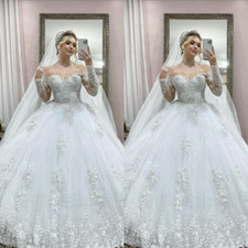 Elegant Wedding Dresses Lace Long Sleeve Off Shoulder A Line Vintage Bridal Gown