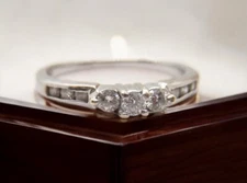 14K White Gold Petite Diamond Wedding Ring Size 5.25  SALE SAVE 800  #R1339