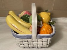 Cesto frutta ceramica italiana MCM vintage tessuto Made in Italy per Gumps San Fran