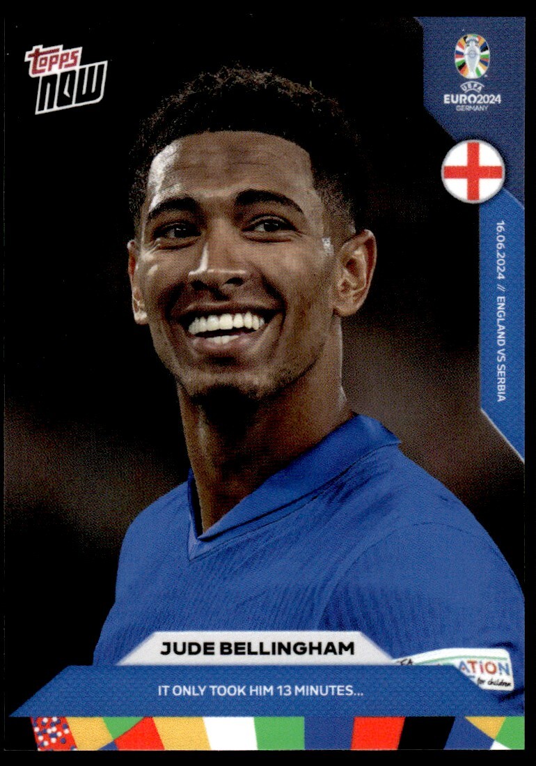 Jude Bellingham 2024 Topps Now UEFA EURO 2024 #010 England Jude Bellingham 2024 Topps Now UEFA EURO 2024 #010 England