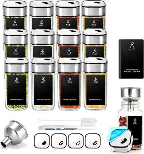 Bicchieri Spezie Angolari Girevoli 360° | Vetro 12/24/35 120ml, 3 Livelli ed Etichette | Cucina - Foto 6 di 8