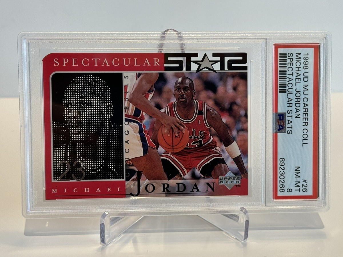 メッヅキュー 1998 Upper Deck Michael Jordan Spectacular Stats #26, PSA 8