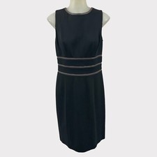 LAUREN RALPH LAUREN Dress Lambs Leather Detail Black Lined Sleeveless Sz 6