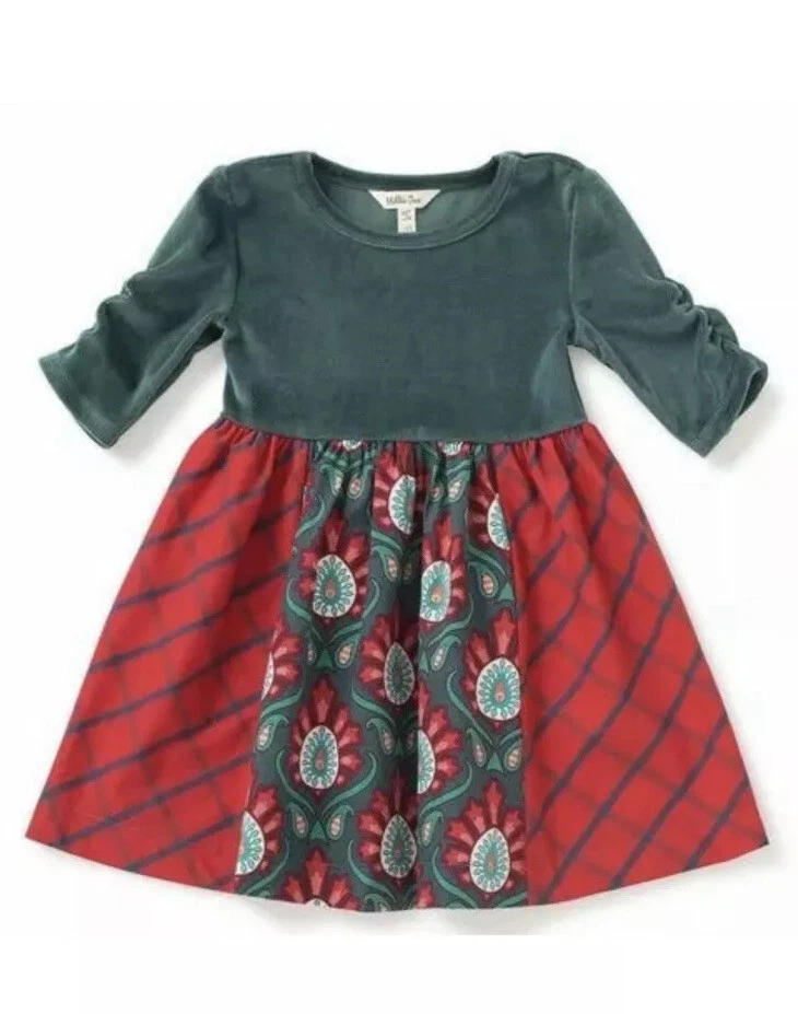Matilda Jane в духе платье размер 6 девочек Рождество зеленый бархат красный новый - Изображение 3 из 3