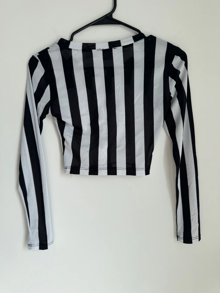 Top corto Pacsun LA Hearts manga larga a rayas negro/blanco para mujer XS Ref Foto 2 de 4