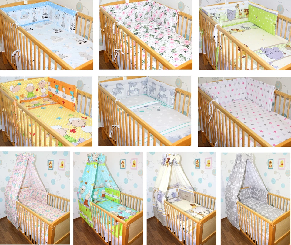 PRIMAWELA Baby Bettset 5-20T für Bett 60 x 120 Himmel Bettwäsche Wickelauflage