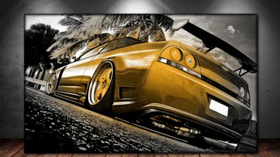 LEINWAND BILD ER XXL POP ART NISSAN GTR SKYLINE ABSTRAKT GRAFFITTI POSTER 150x90
