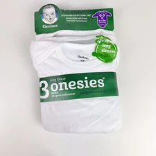 Gerber Baby Unisex 3-Pack Organic Cotton Long Sleeve Onesies Size 0-3M
