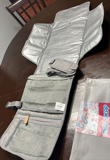 Baby Changing Diaper Pad w Wipes Pocket and Shoulder Strap Gray 27"X 22" NEW