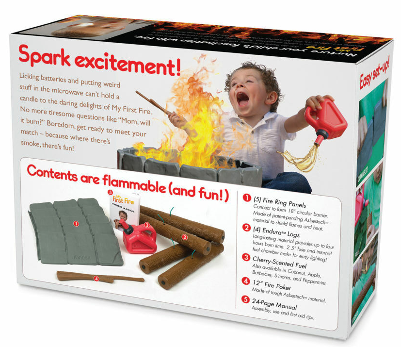 MY FIRST FIRE Prank Fake Gag Funny PARODY Joke Gift Box Baby