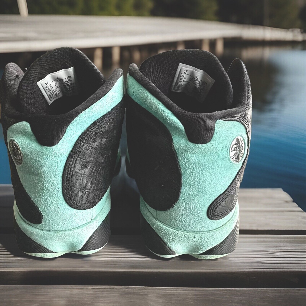 AIR JORDAN 13 XIII RETRO 'CROC PRINT LEATHER' BLACK/ISLAND-GREEN