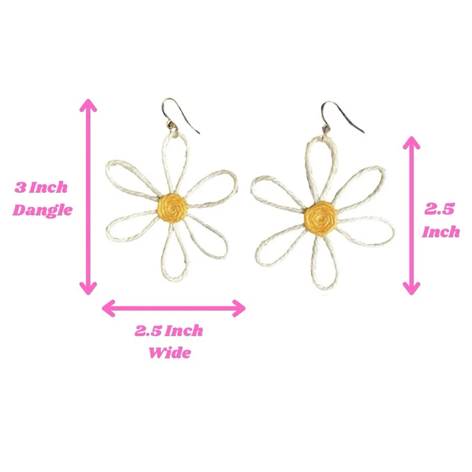 Pendientes Margarita Hechos a Mano Flor Delicada Cuelga Linda Joyería Verano 2025 Boho Foto 2 de 4