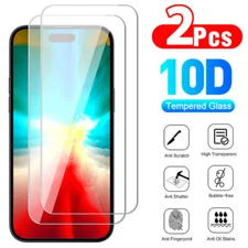 2 Pack For iPhone 15 14 13 12 11 Pro Max XR XS Tempered Glass Screen Protector