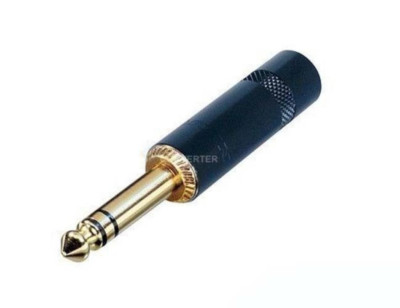 REAN / NEUTRIK NYS228BG 1/4'' Black TRS Stereo Cable Plug w/Gold Contacts