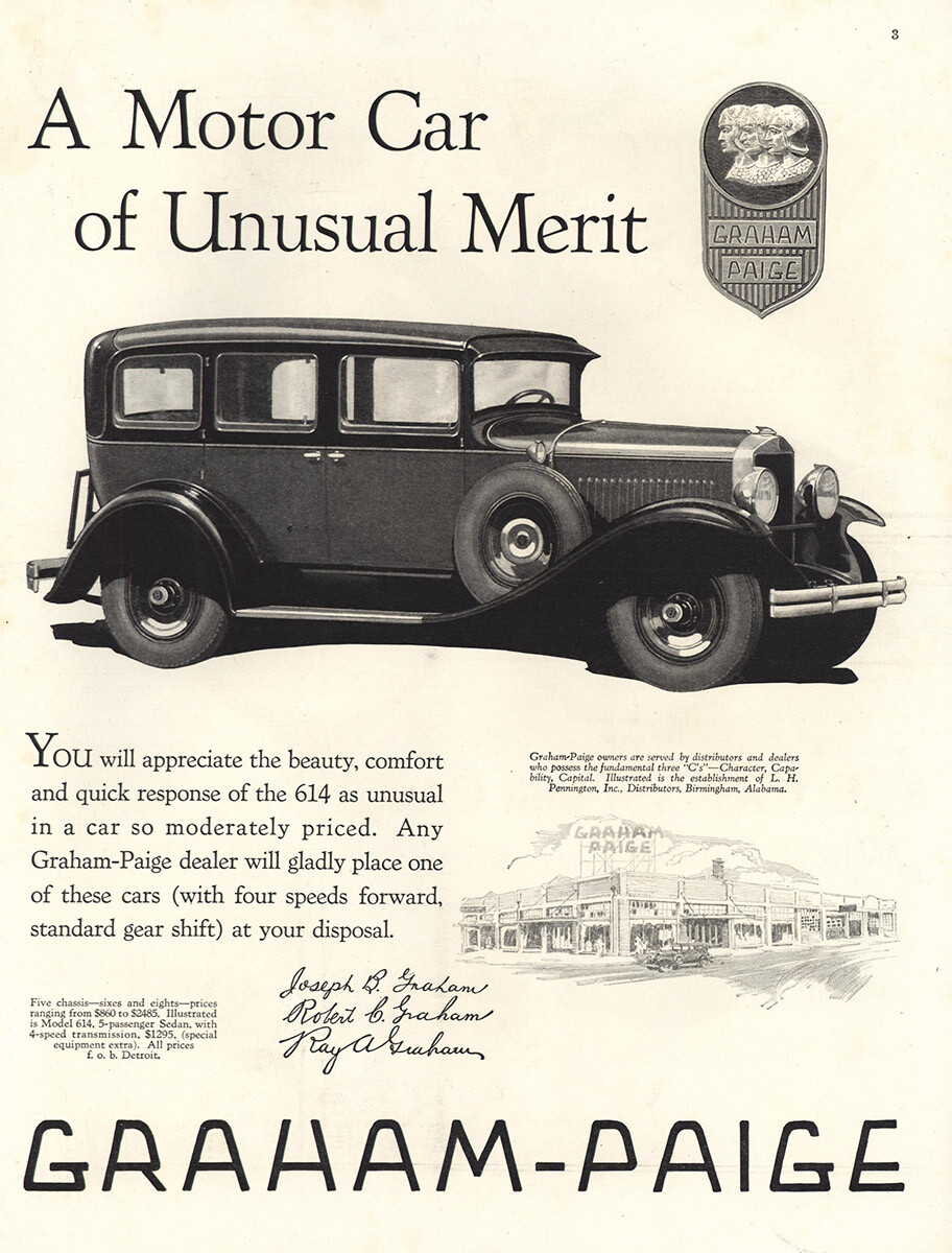 1928 Graham Paige: A Motor Car of Unusual Merit Vintage Print Ad