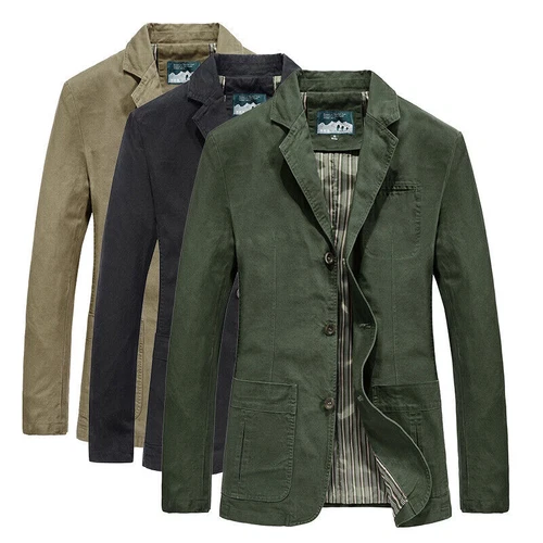 Herren Freizeit Blazer Langarm Jacke Gewaschen Baumwolle Blazer Anzüge Mantel XS-XXL - Bild 2 von 28