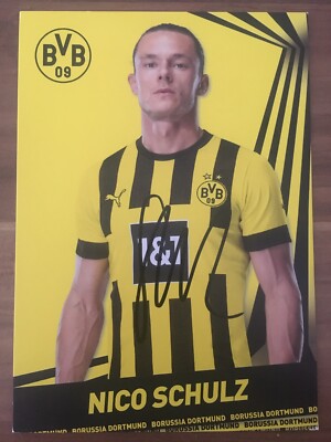 Signed Postcard Autograph Card *NICO SCHULZ* Borussia Dortmund 22/23 NO GLS LOGO