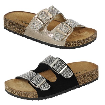 rhinestone footbed sandals