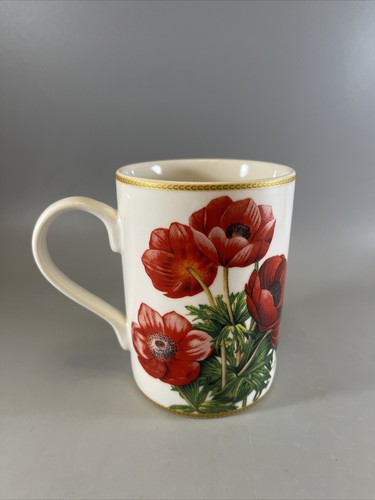 I. Godinger & Co Red Poppy Flowers Coffee Mug Cup 14 Oz. 4 1/8 In. Tall - Picture 5 of 13