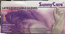 SunnyCare, Latex Disposable Gloves Powder Free Large 100 Gloves