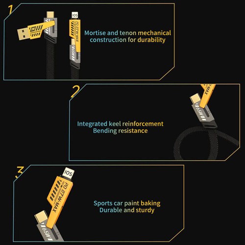 4in1 USB Typ-C Kabel 6ft Datenkabel Super Schnell Ladekabel für iPhone Samsung - Bild 5 von 14