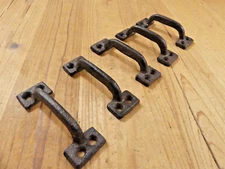 5 CAST IRON HANDLES RUSTIC DRAWER PULLS SMALL 3 1/2" LONG HOME  KITCHEN WINDOW