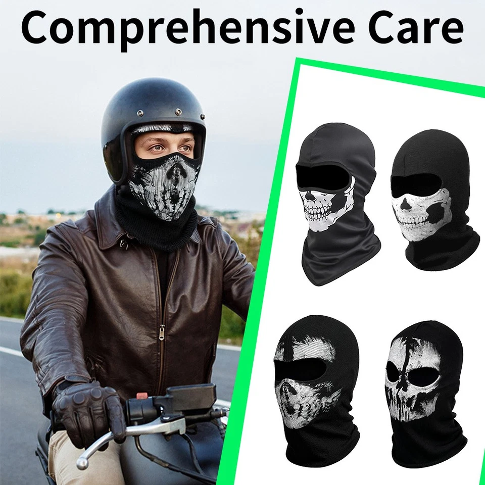 Balaclava Face Mask Halloween Ghost Skull Cover Ski Motorcycle Running Sun Hood - Image 4 of 4