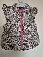 BABY GAP BABY Girls Padded Gilet Leopard Print & Pink Design Age 12-18 Months
