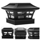 1Set Waterproof Outdoor Solar Pillar Lamp Durable ABS Black Garden Light