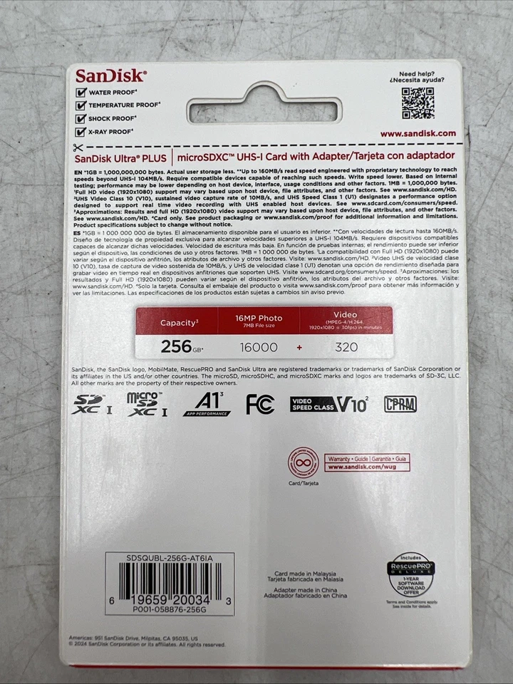 Sandisk Ultra Plus microSDXC UHS-I with Card Adapter 16gb Full HD Video - Image 2 of 2