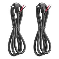 2Pcs 3FT 16AWG Right Angle DC Power Pigtails Cable, 5.5mm x 2.5mm Male Barrel Ja