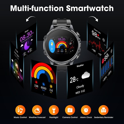Military Smart Watch for Men (Answer/Make Call), 1,85" HD Touch Screen 700mAh... - Picture 5 of 7